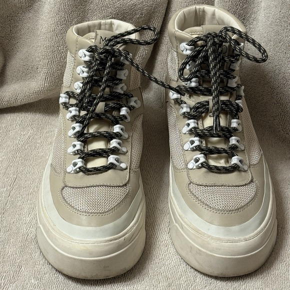 Miz Moos Alpyne High Top Sneakers‎ Women's Size 8M Khaki Leather Upper - Picture 2 of 6
